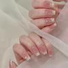 Hand manicure wearing nail patch powder blusher French cute bubble bead false naile(L) view 2