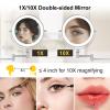 9" Wall Mounted Lighted Makeup Mirror,4000mAh Rechargeable Double Sided 1X/10X Magnifying Mirror with Light,3 Color Lights,Touch Dimmable,Extended Arm 360 Rotation Wall Mounted Makeup Mirror view 3