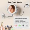 9" Wall Mounted Lighted Makeup Mirror,4000mAh Rechargeable Double Sided 1X/10X Magnifying Mirror with Light,3 Color Lights,Touch Dimmable,Extended Arm 360 Rotation Wall Mounted Makeup Mirror view 4