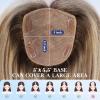 HAIRCUBE 5"*5.5" Large Base Hair Toppers for Women Real Human Hair Topper, 12 inch Light Brown with Blonde Highlight, No Bangs for Women with Thinning or Grey Root view 3