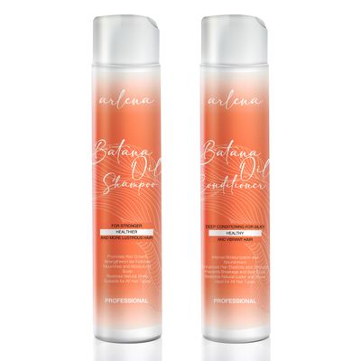 Arlena Batana Oil Shampoo and Conditioner Set - Made in USA - Promotes Hair Growth, Deep Conditioning, Nourishing & Moisturizing for Silky, Healthy, Lustrous Hair - Ideal for All Hair Types