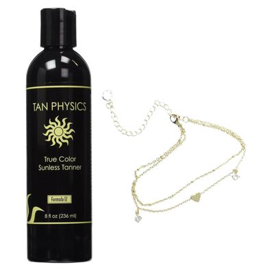 Tan Physics Sunless Tanner 8oz with Anklet Self Tanning Lotion Instant Tanning Lotion for Face & Body Natural Self Tanner for a Streak-Free, Long-Lasting Glow