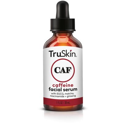 TruSkin Caffeine Face & Eye Serum  Energizing 5% Caffeine Serum with EGCG Niacinamide Matcha and Ginseng  Improve Look of Under Eye Dark Circles and Puffiness, 1 fl oz