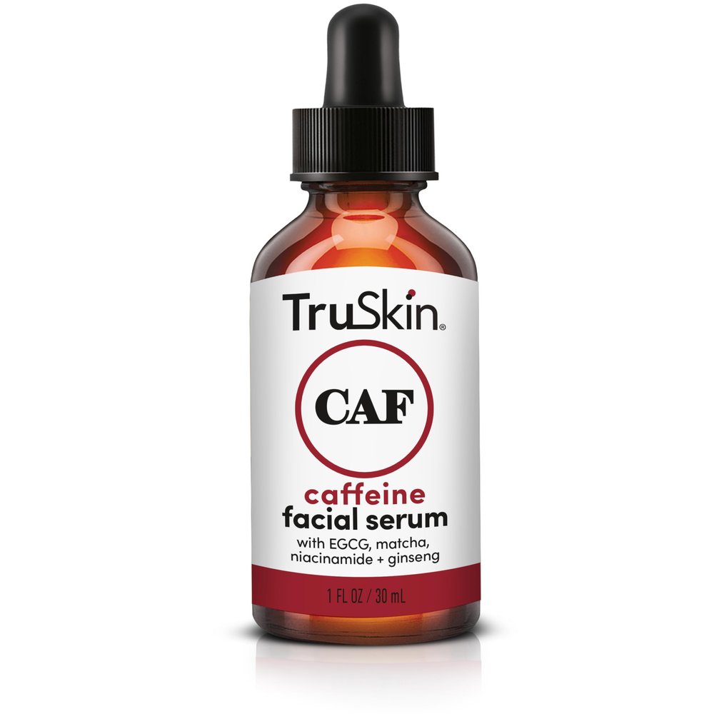 TruSkin Caffeine Face & Eye Serum  Energizing 5% Caffeine Serum with EGCG Niacinamide Matcha and Ginseng  Improve Look of Under Eye Dark Circles and Puffiness, 1 fl oz