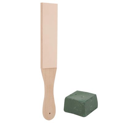 Double Sided Leather Strop Leather Polish Sharpening Strop with Grind Paste Wooden Grinding Board