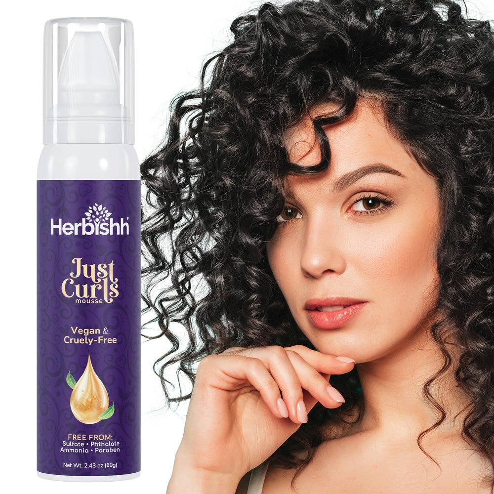 Herbishh Just Curls Hair Mousse for Curly, Coily & Wavy Hair 69g