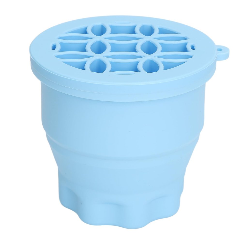 Makeup Brush Cleaner, Foldable Travel Bowl with Drying Rack Silicone Cleaning Tool for Travel, Portable Beauty Accessory Makeup Brush Cleaning Cup Blue