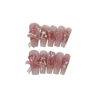 Handmade Wearing Nail Long Heavy Industry Nail Patch Detachable False Nails 10pcs(2,S)