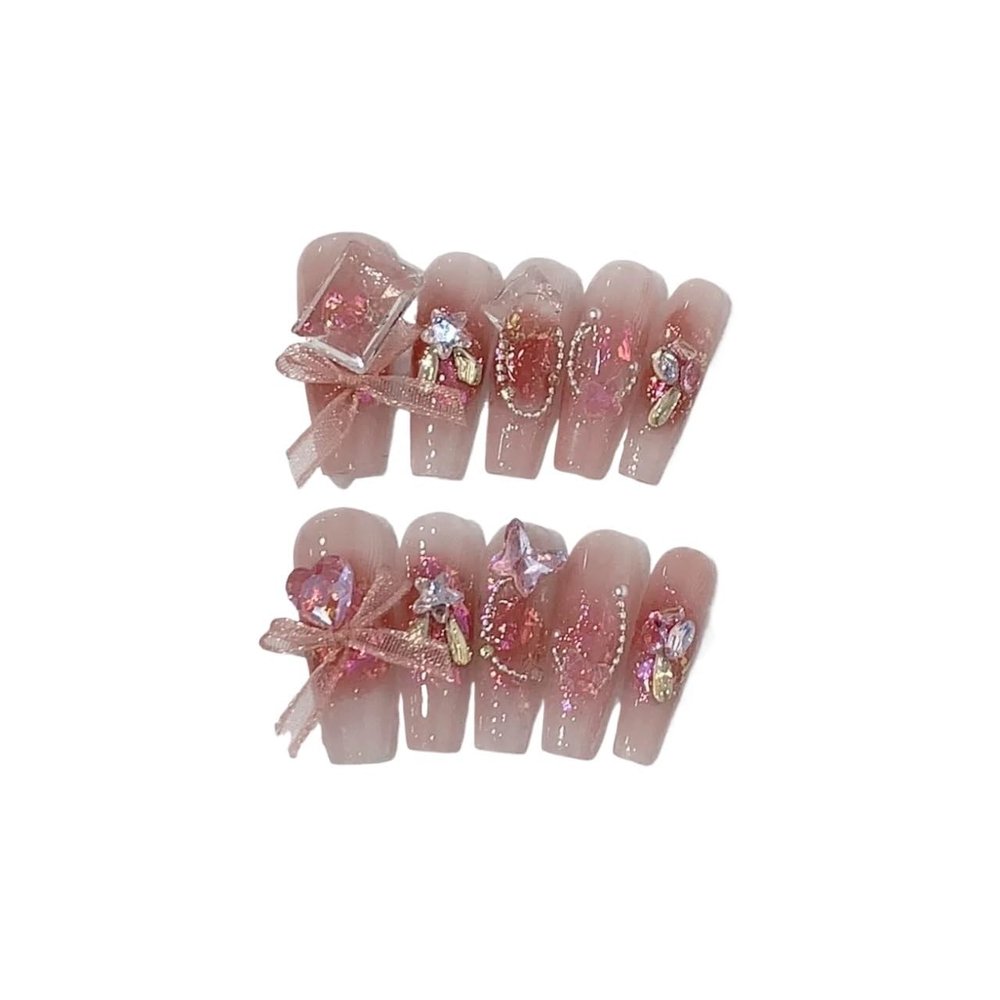 Handmade Wearing Nail Long Heavy Industry Nail Patch Detachable False Nails 10pcs(2,S)