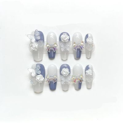 Handmade Wearing Nail Long Heavy Industry Nail Patch Detachable False Nails 10pcs(11,M)