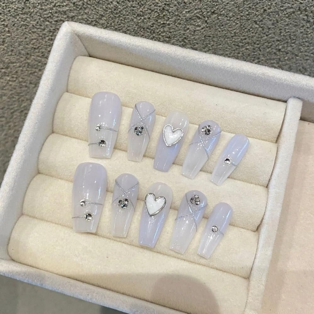 ZIIVIEVS Handmade Wearing Nail Long Heavy Industry Nail Patch Detachable False Nails 10pcs(7,S)