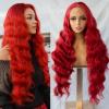 MISS FANCY Red Lace Front Wig for Black Women - 32 Inch Body Wave Glueless Wig with 13x6 Pre Plucked Hairline & Baby Hair, Heat Resistant Synthetic Fiber for Daily, Party & Cosplay view 1