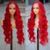 MISS FANCY Red Lace Front Wig for Black Women - 32 Inch Body Wave Glueless Wig with 13x6 Pre Plucked Hairline & Baby Hair, Heat Resistant Synthetic Fiber for Daily, Party & Cosplay view 2