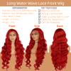 MISS FANCY Red Lace Front Wig for Black Women - 32 Inch Body Wave Glueless Wig with 13x6 Pre Plucked Hairline & Baby Hair, Heat Resistant Synthetic Fiber for Daily, Party & Cosplay view 3