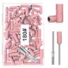 100pcs 180 Grit Small Sanding Bands for Nail Drill with 2pcs 3/32 Upgrade Mandrels Bits, Mini Sanding Bands for Nail Drill for Manicure Nail Salon and Nail Enthusiasts Use, Pink view 1