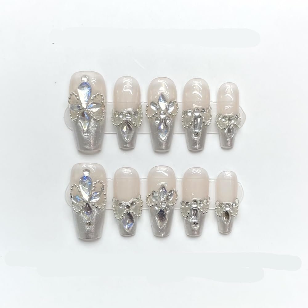 Handmade Wearing Nail Long Heavy Industry Nail Patch Detachable False Nails 10pcs(9,Xs)