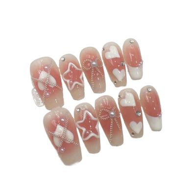 ZIIVIEVS Handmade Wearing Nail Long Heavy Industry Nail Patch Detachable False Nails 10pcs(12,M)