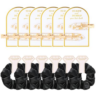 12 PCS Bridesmaid Proposal Gifts Bridesmaid Hair Clips Bridesmaid Scrunchies Bridal Shower Gifts Silk Satin Soft Hair Accessories Bridesmaid Wedding Favor Women Girls