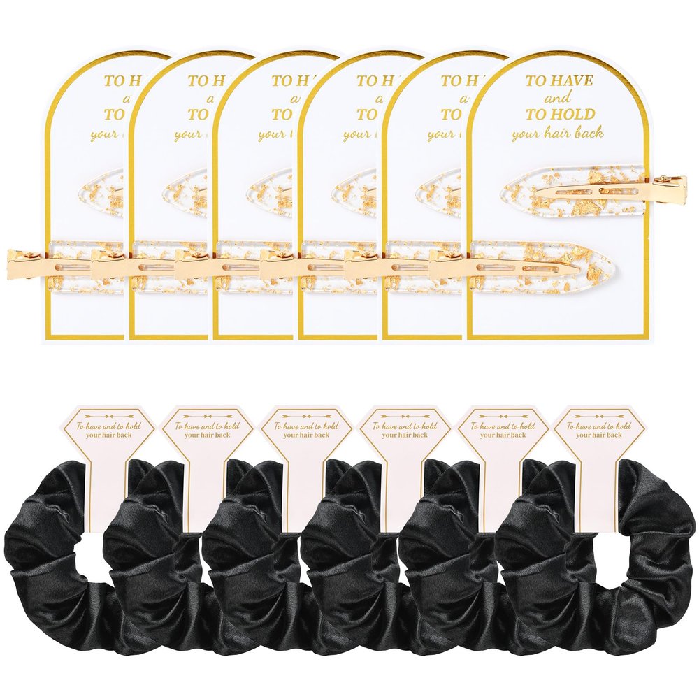 12 PCS Bridesmaid Proposal Gifts Bridesmaid Hair Clips Bridesmaid Scrunchies Bridal Shower Gifts Silk Satin Soft Hair Accessories Bridesmaid Wedding Favor Women Girls