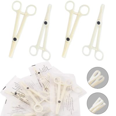YONGDA Piercing Clamps Set 20pcs Disposable Plastic Round & Triangle Slot Self-Locking Forceps for Piercing Needles & Jewelry, Professional & Home Use