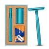 THURLADY Teal Blue Safety Razor - Single Blade Razors for Women - Reusable Metal Razor, with 5 Stainless Steel Double Edge Blades, Smooth Close Shave, Sustainable, Plastic Free view 1