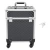 RibasuBB Rolling Makeup Train Case, Large Storage Cosmetic Trolley with 4 Tray, Professional Aluminum Cosmetic Case, Travel Makeup Trolley with Sliding Rail Removable Middle (Black) view 1