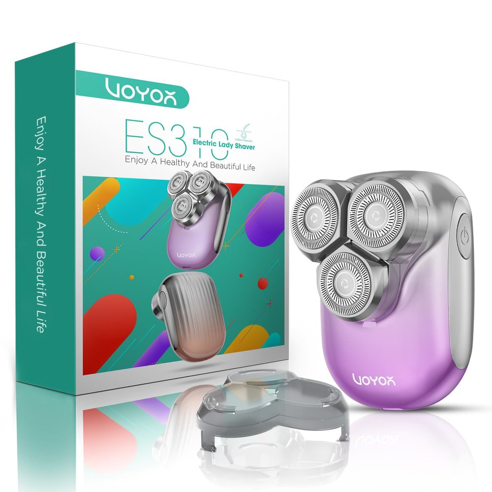 VOYOR Electric Razors for Women 3D Floating Blade Shaver for Women, Electric Shaver for Legs Bikini and Body Facial Hair Remover Women's Shavers Waterproof Women's Grooming ES310 (Purple)
