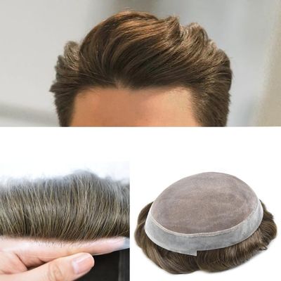 Hair Wonders Mens Toupee Hair System For Men Hair Piece Fine Monofilament Toupee For Men Human Hair Pieces For Men Hair System Human Hair8x10 Medium light density 4# MEDIUM BROWN