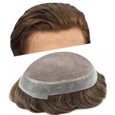 Hair Wonders Mens Toupee Hair System For Men Hair Piece Fine Monofilament Toupee For Men Human Hair Pieces For Men Hair System Human Hair8x10 Medium light density 5# MEDIUM LIGHT BROWN