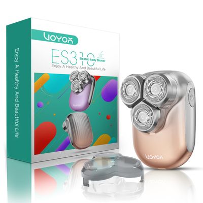 VOYOR Electric Razors for Women 3D Floating Blade Shaver for Women, Electric Shaver for Legs Bikini and Body Facial Hair Remover Women's Shavers Waterproof Women's Grooming ES310 (Gold)
