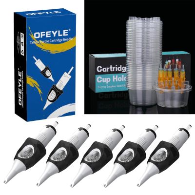 20PCS Hive Cups Tattoo Cartridge Needle Cup Holder Transparent Plastic Disposable Ink Cleaning Cup Stand Tattoo Cartridge Tray + 20PCS Disposable Tattoo Needle Cartridges 7RL