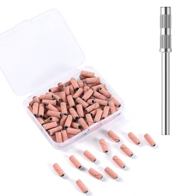 BITNBITH 100pcs Small Nail Sanding Bands for Nail Drill,3.1mm Mini Nail Sanding Mandrel Bits 120 Grit Medium Nail File Bits for Acrylic Nails Gel Manicure Pedicure Nail Prep Salon Supplies,Pink
