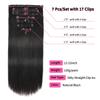 ABH AMAZINGBEAUTY HAIR Black Clip in Hair Extensions Real Human Hair Straight Human Hair Clip in Extensions Black Women Virgin Hair Double Weft 7Pcs 120G 16 Inch view 2