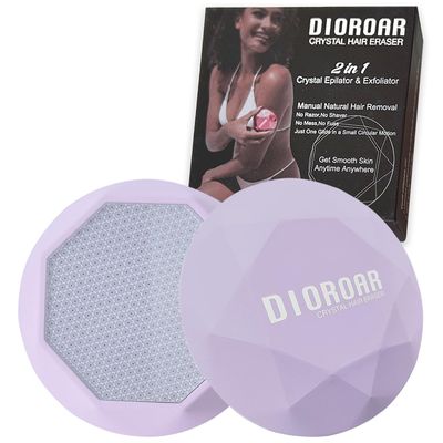 DIOROAR Crystal Hair Eraser for Women,Upgraded Painless Crystal Hair Remover Diamond,Effective Nano Glass Hair Removal Stone Exfoliation without Shaver,Natural Epilator for Silky Skin(Pastel Lilac)