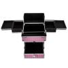 QWNBG Rolling Makeup Train Case Professional Cosmetic Organizer Large Capacity Trolley Makeup Travel Case with 360 Swivel Wheels for Makeup Artist (Pink) view 3