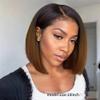 oulaer Ombre Brown Color Straight Short Bob Wigs Brazilian Human Hair Glueless Wigs for Women 13x6 HD Transparent Lace Front Wig 150% Density Pre Plucked Natural Hairline with Baby Hair 12inch view 2