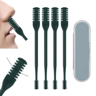 Upgraded 2-in-1 Manual Nose Trimmer, Double Sided Nostril Hair Remover Tool 360 Rotating Nose Cleaner, Easy to Use for Women & Men (4PCS - Black)
