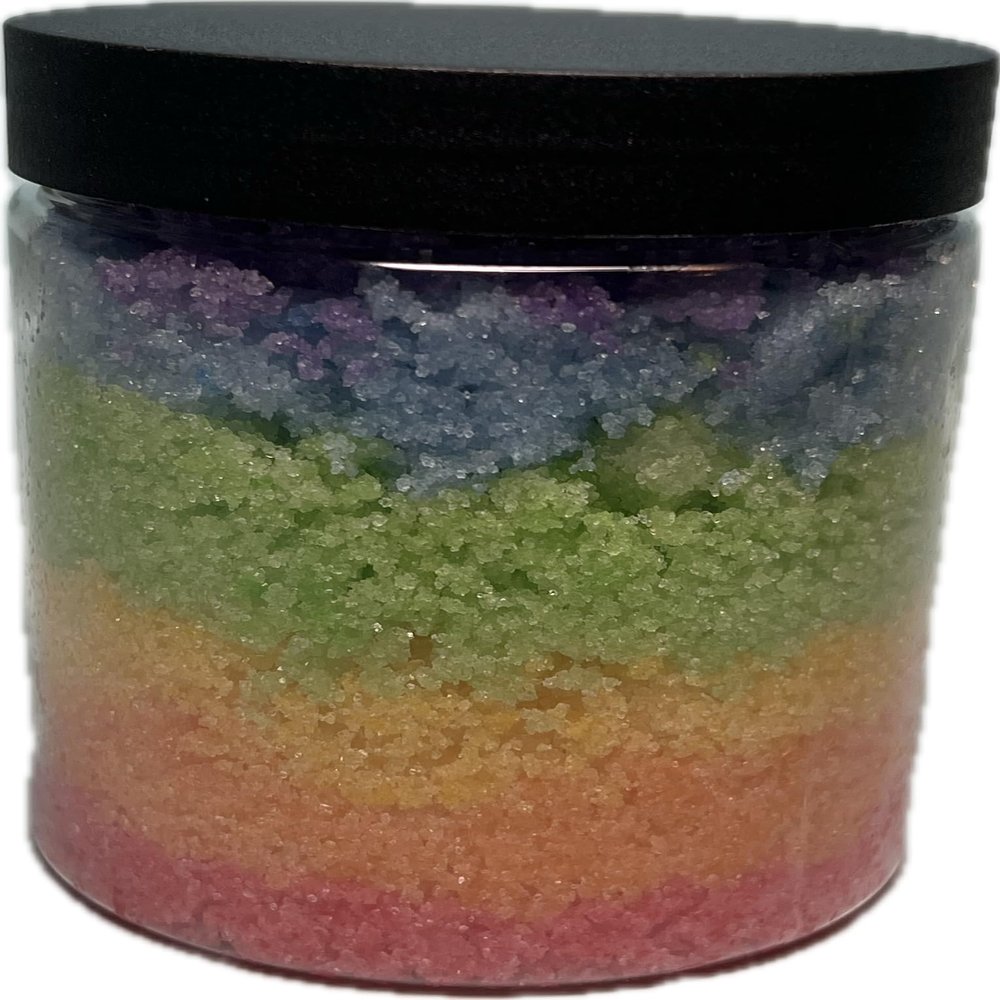 Moisturizing Sugar Scrubs, 2 oz & 8 oz Jars, Coconut Oil, Jojoba Oil, Variety of Scents & Colors (Fruity Loops, Large)