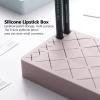 24 Slots Silicone Lipstick Organizer for Vanity, Countertop Makeup Organizer for Vanity, Makeup Storage Organizer, Essential Oil Organizer, Cosmetic Display Cases, Cosmetics Display Stand(Pink) view 2