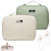 tarcegta Multi Compartment Toiletry Cosmetic Bag, Super Large Capacity Multi Compartment Toiletry Bag, Multi-Compartment Toiletry Cosmetics Bag With Interlayer, Handle, Waterproof Pu Leather (2Pcs-B) view 1