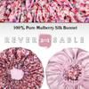 100% Mulberry Silk Bonnet for Women  Handmade in USA, 19 Momme Double-Layer Reversible Hair Wrap, Non-Slip Sleep Cap for Curly & Natural Hair, Luxury Hair Protection (Magical Floral Print) view 4