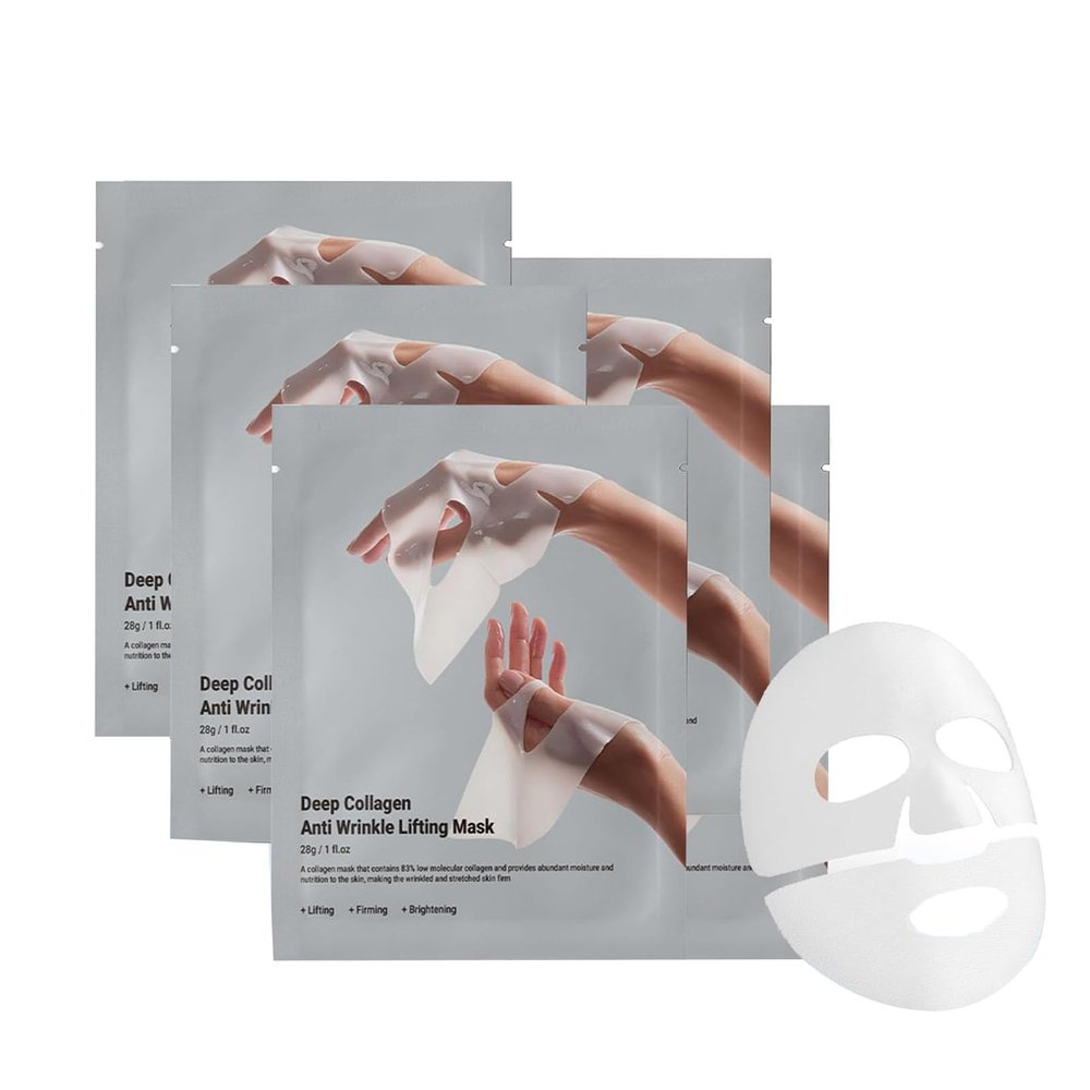 AQILUN Deep Collagen Anti Wrinkle Lifting Mask, Collagen Mask, Deep Hydrating Firming Overnight Hydrogel Mask, Pore Minimizing, Elasticity Improvement(5PCS)