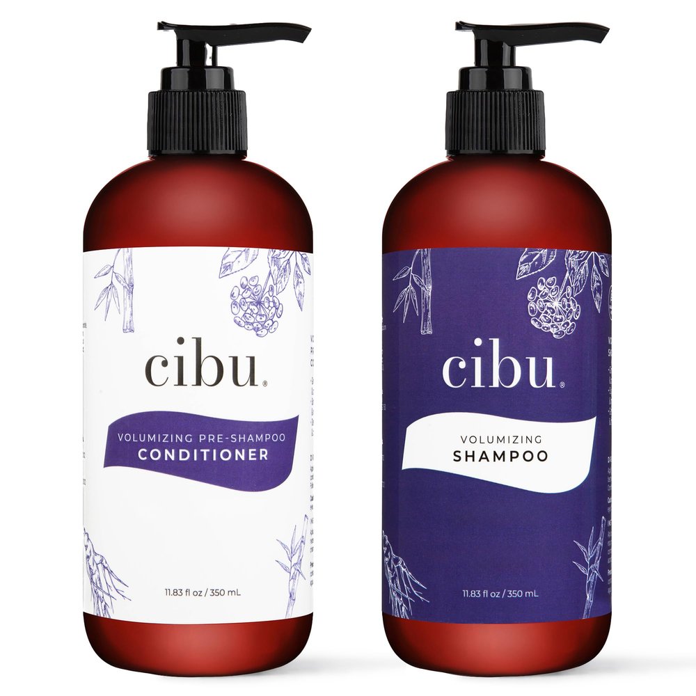 CIBU Volumizing Bundle - Pre-Shampoo Conditioner for Fine Hair Thickening with Ginseng & Sulphate Free Volumizing Shampoo for Women - Moisturizing Fine, Thin, or Normal Hair - 11.03 Ounces