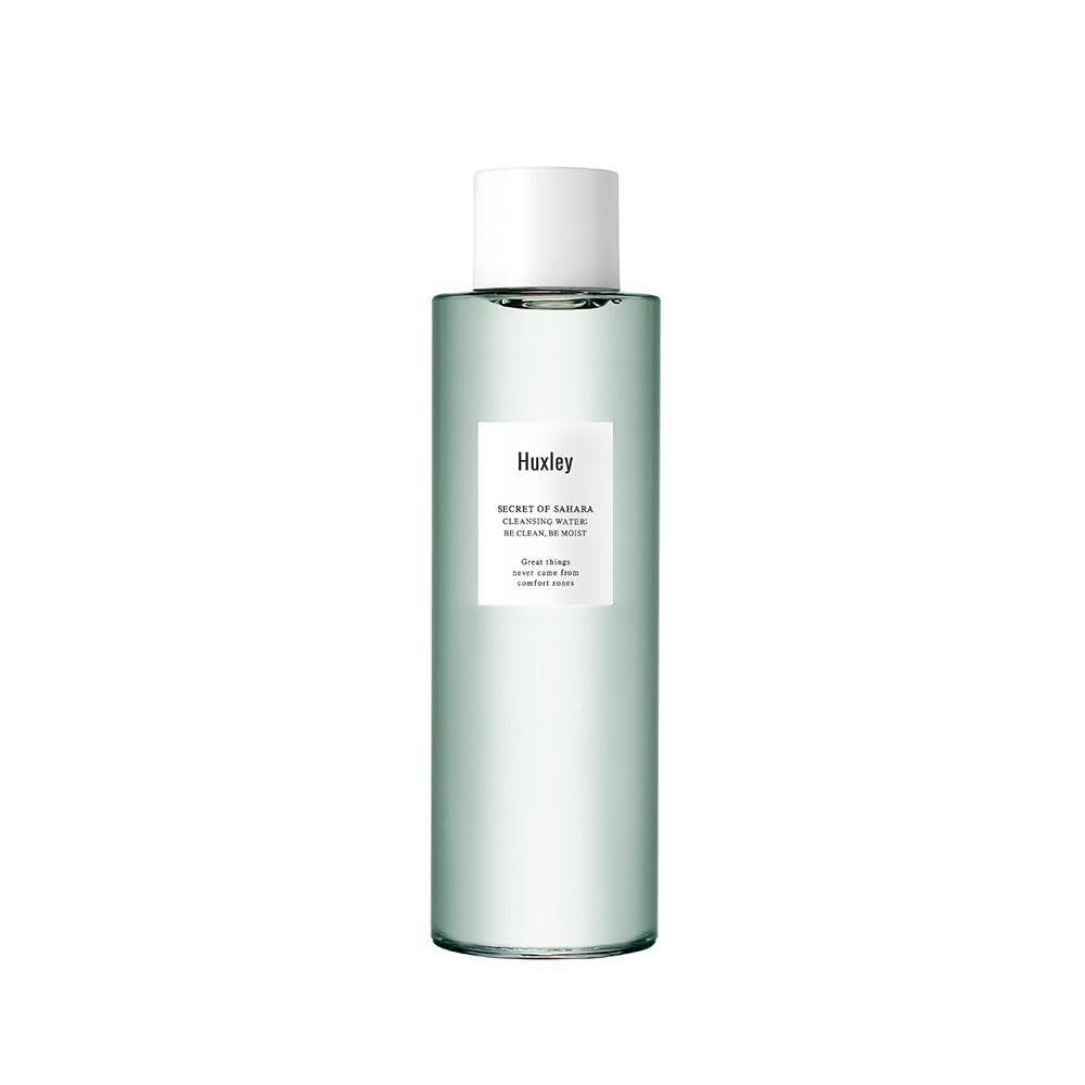 Huxley Secret of Sahara Cleansing Water: Be Clean, Be Moist 300ml / 10.14 fl. oz. | Makeup Removal Cleanser | Gentle Face Cleanser for all skin type, Cleanses and Hydrates Skin