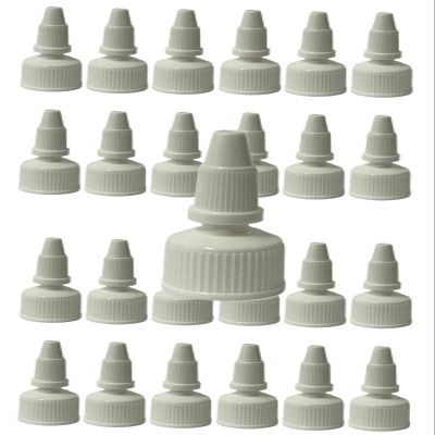 25 pack 20-410 White Fine Ribbed Twist Open & Close Dispensing Closure (.118" Orifice) PE Foam Gasket Caps- Durable Dispensing Lids for Shampoo, Lotion, Conditioners & Creams