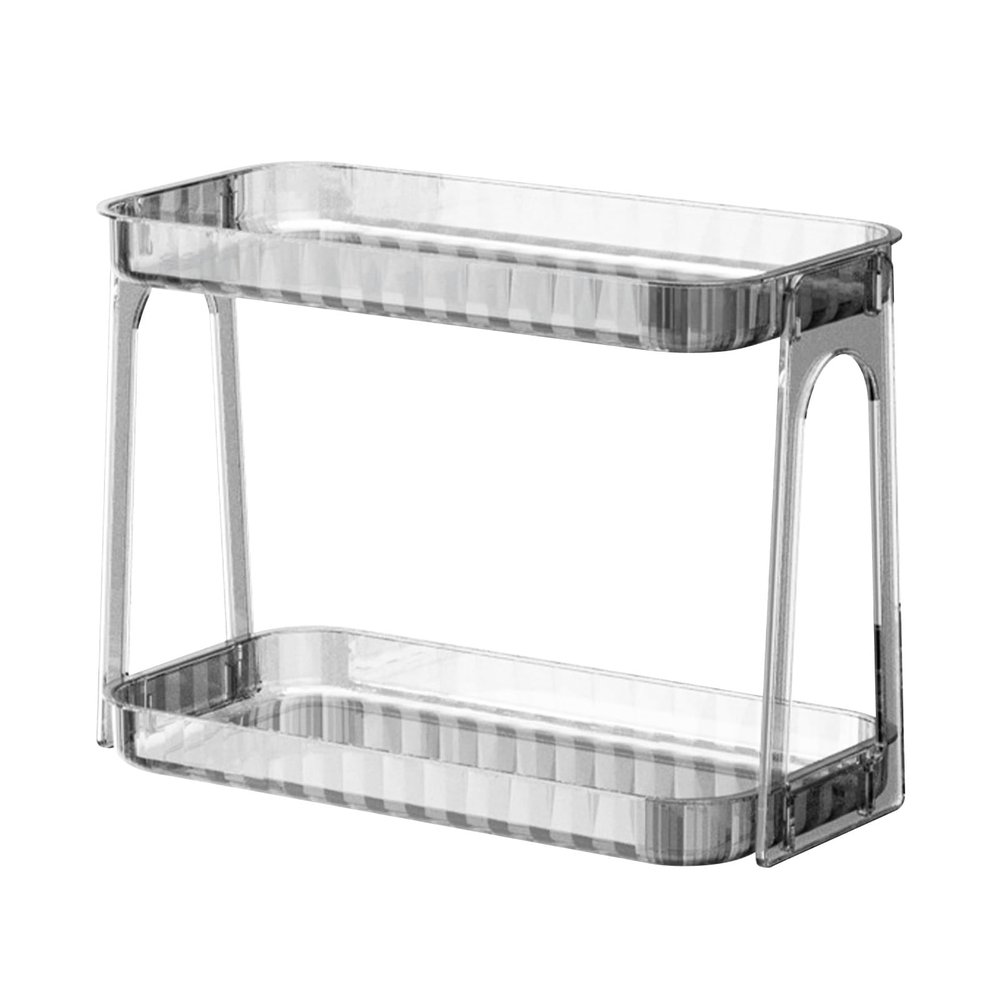 2 Tier Bathroom Countertop Organizer, Makeup Shelf Organizer Bathroom Counter Organizer Cosmetics Skincare Shelf Perfume Holder Double Layer Kitchen Spice Rack Detachable(Transparent)