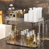 2 Tier Bathroom Countertop Organizer, Makeup Shelf Organizer Bathroom Counter Organizer Cosmetics Skincare Shelf Perfume Holder Double Layer Kitchen Spice Rack Detachable(Transparent) view 2