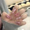 Handmade Nail Wearing Girl Bow Gradient Cat Eye Hand Painted Plaid Removable Nail Art(M) view 2