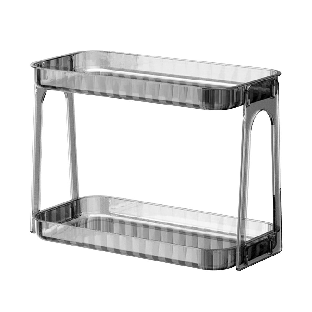 2 Tier Bathroom Countertop Organizer, Makeup Shelf Organizer Bathroom Counter Organizer Cosmetics Skincare Shelf Perfume Holder Double Layer Kitchen Spice Rack Detachable(Gray)