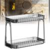 2 Tier Bathroom Countertop Organizer, Makeup Shelf Organizer Bathroom Counter Organizer Cosmetics Skincare Shelf Perfume Holder Double Layer Kitchen Spice Rack Detachable(Gray) view 2